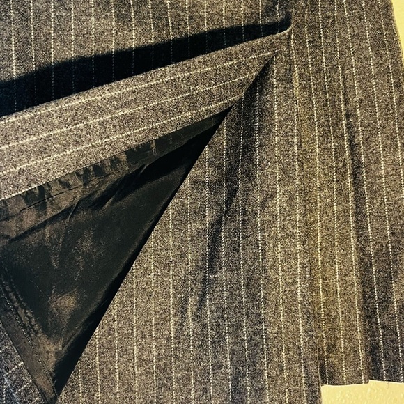 J. Crew Wool Blend Gray Striped Preppy Clueless Y2K Pleated Wrap Skirt - Picture 6 of 7